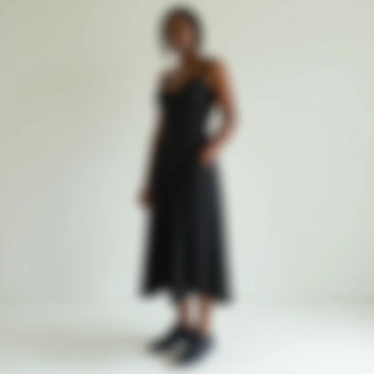 Elegância e conforto com vestido midi e tênis preto