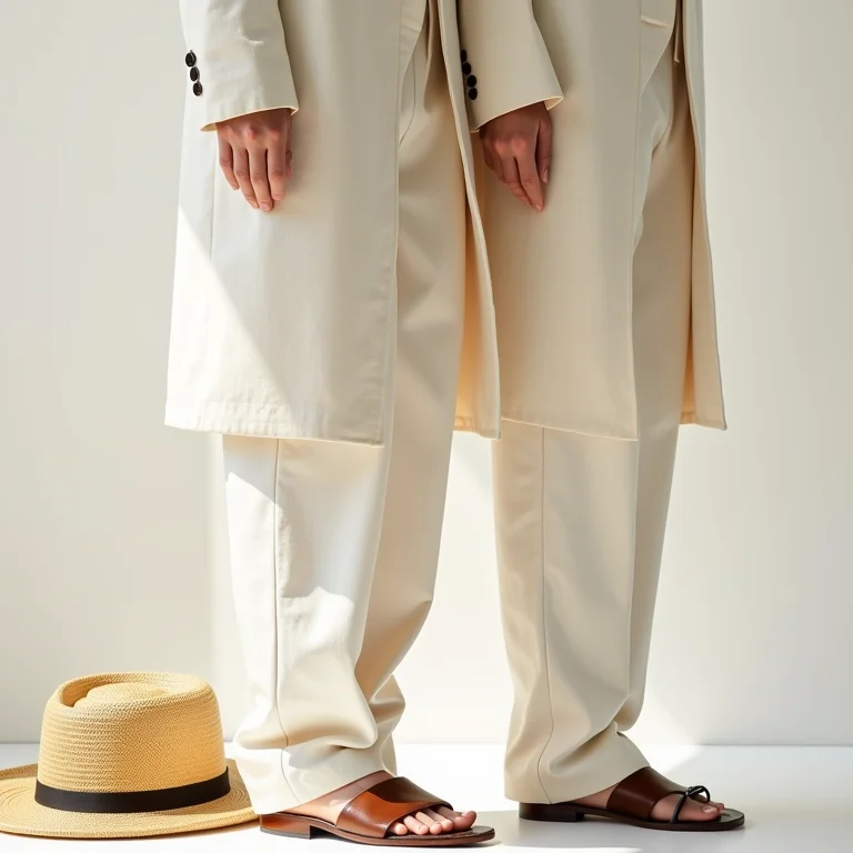 Elegante composição de peças de alfaiataria e linho