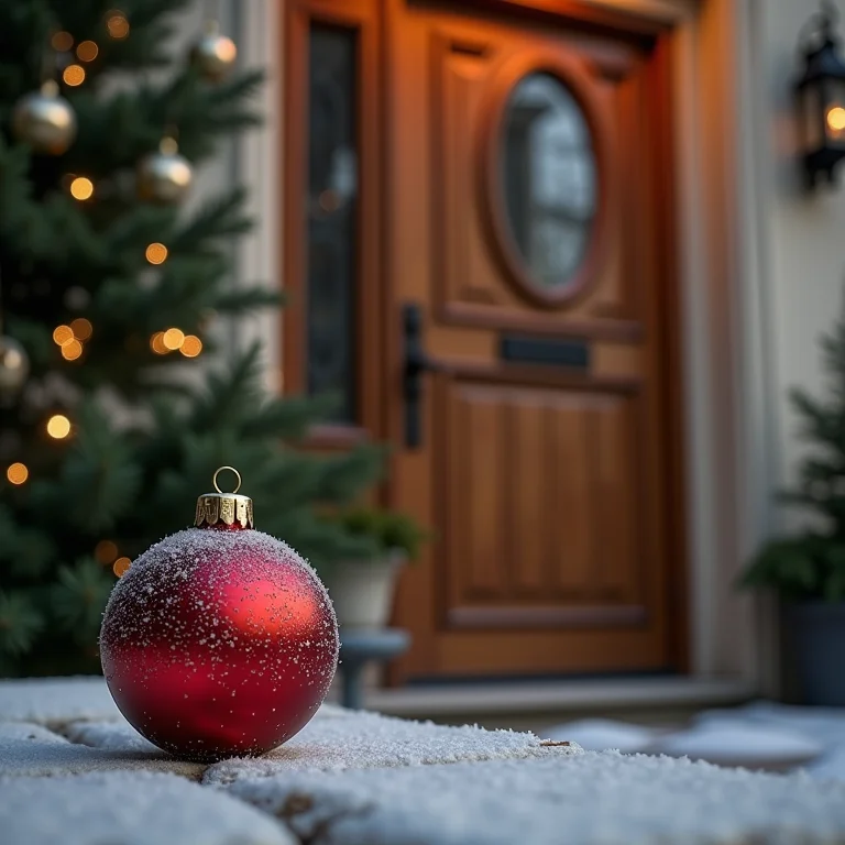 Enfeite de Natal desproporcional em relação à porta