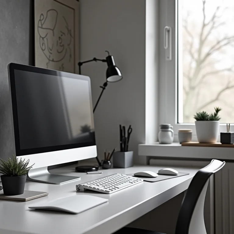 Escritório monocromático sem vida