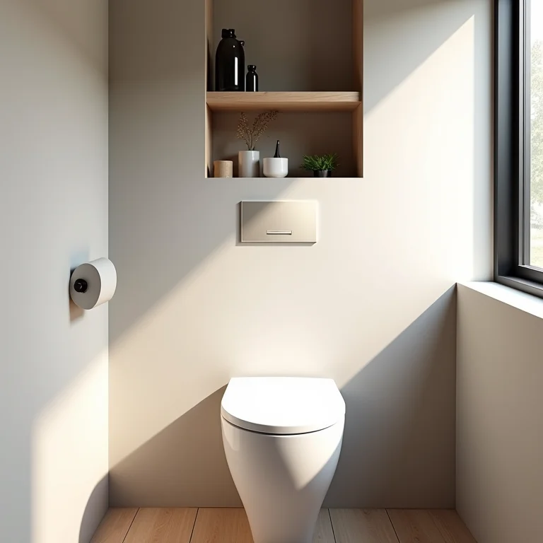 Espaço vertical não aproveitado em lavabo pequeno