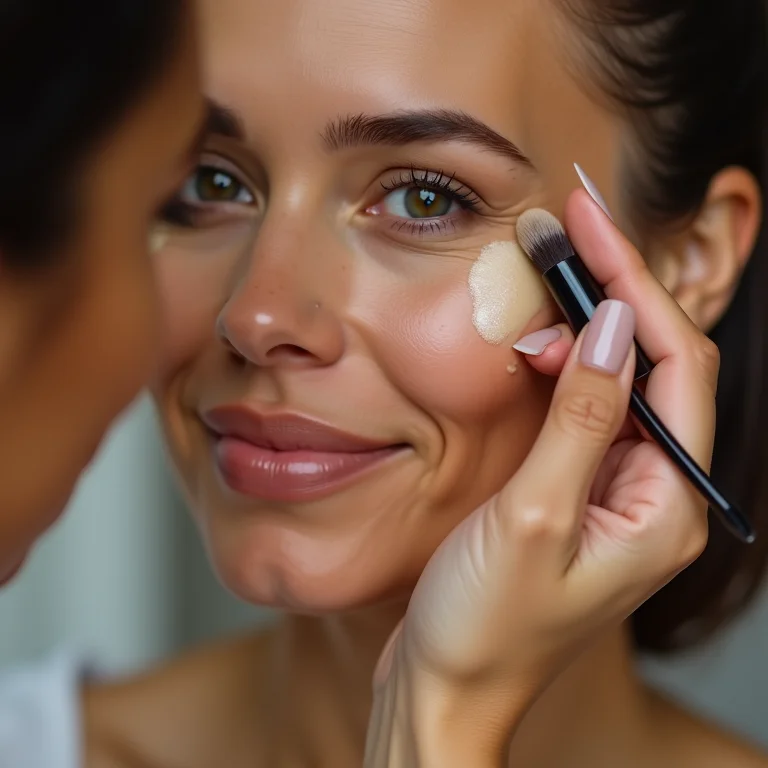 Especialista aplicando base hidratante em pele madura