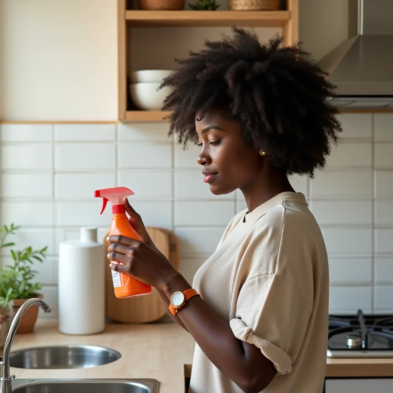 Especialista inspecionando ladrilhos em cozinha iluminada
