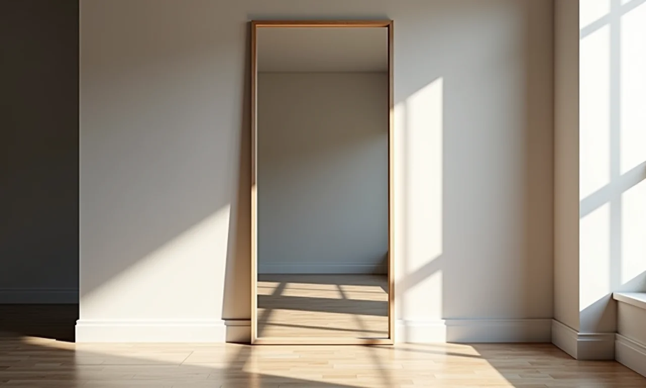 Espelho posicionado estrategicamente para evitar sombras indesejadas.