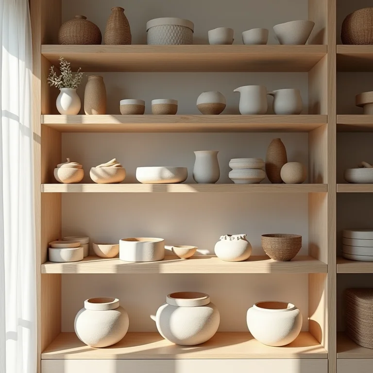 Estantes organizadas com artesanato por nicho