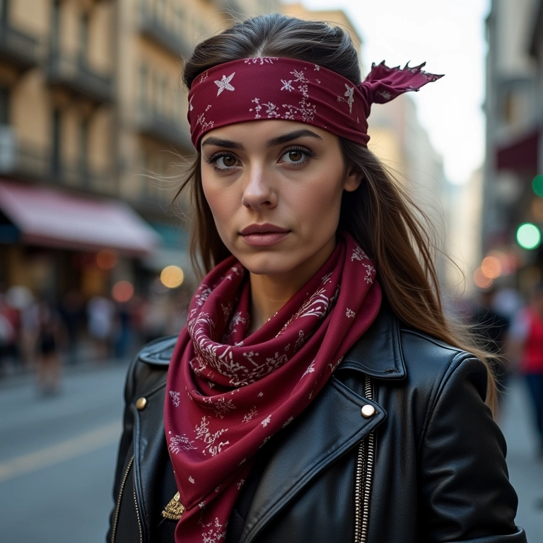 Estilo pirata moderno com lenço na cabeça.