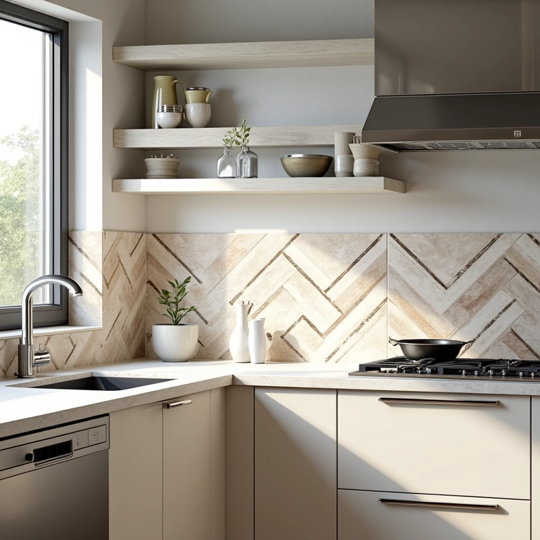 Faixas decorativas de azulejos portugueses na cozinha.