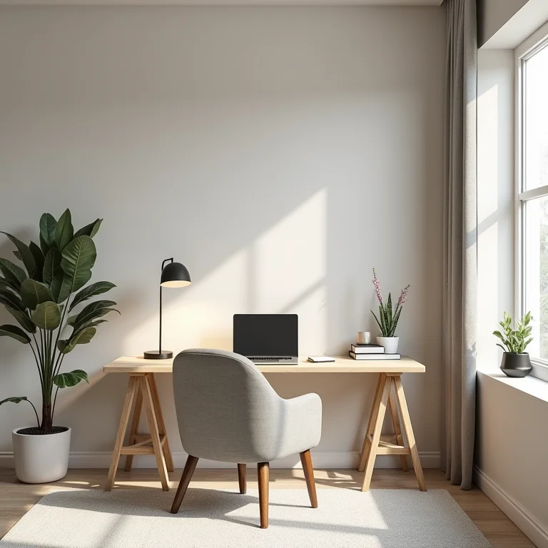 Falta de estilo de decoração em um home office pequeno