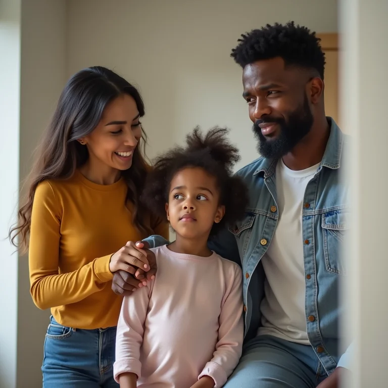 Família estressada com reformas e reparos em casa própria