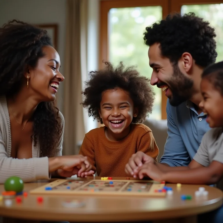 Família jogando jogo de tabuleiro em casa