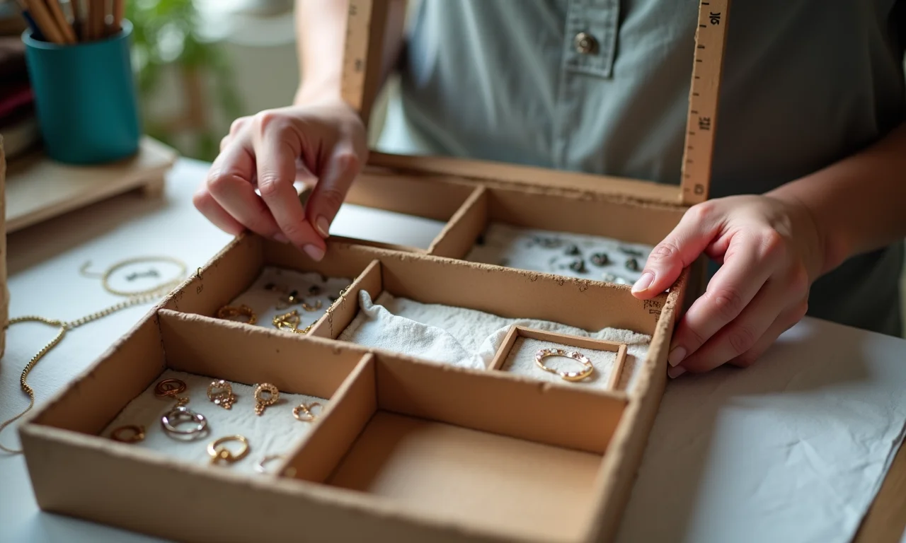 Fazendo divisórias internas para porta joias.