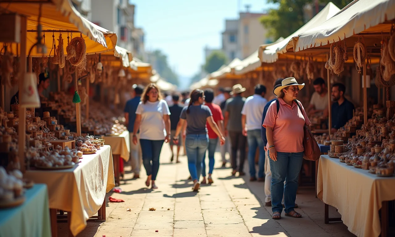 Feira de artesanato com diversas opções para expor o trabalho.