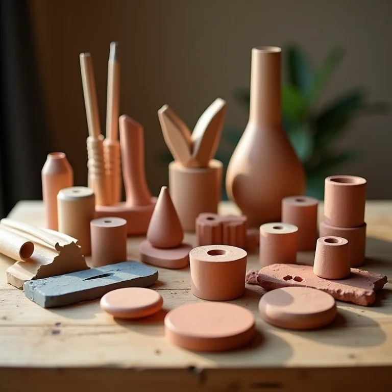 Ferramentas de modelagem e massas de biscuit coloridas