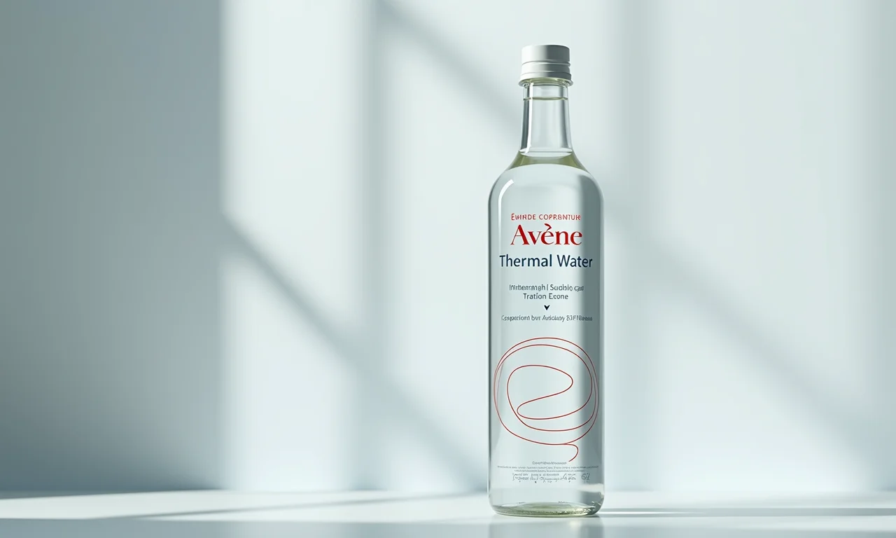 Frasco de Água Termal Avène em close-up.