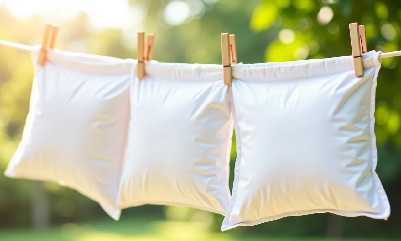 Fronhas de algodão limpas secando ao sol