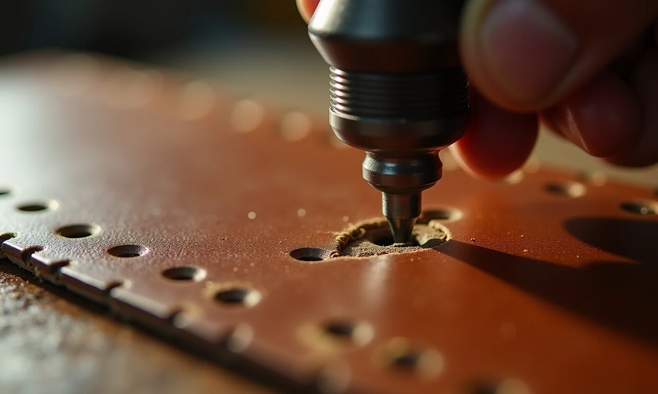 Furação precisa em couro.