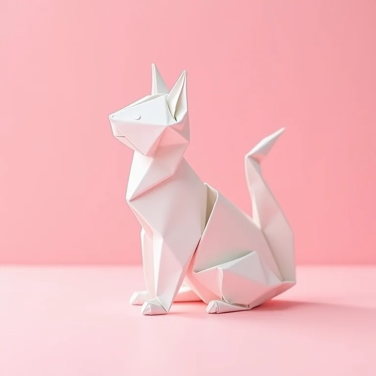 Gatinho de origami delicado