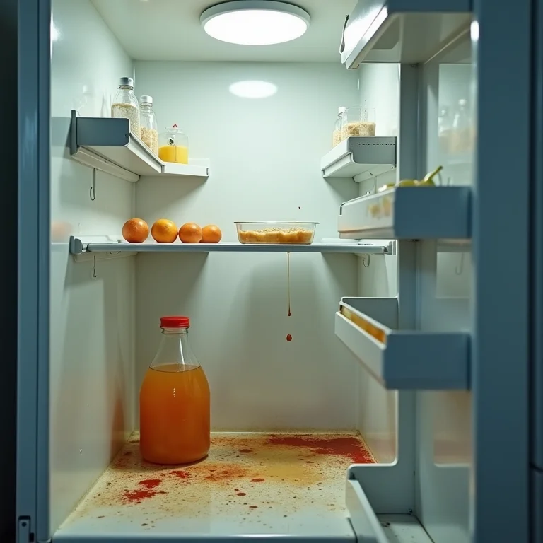Geladeira suja e desorganizada