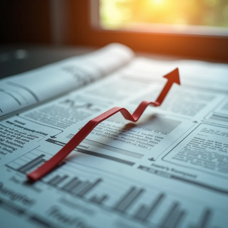 Gráfico mostrando o aumento das taxas de juros em um jornal financeiro.