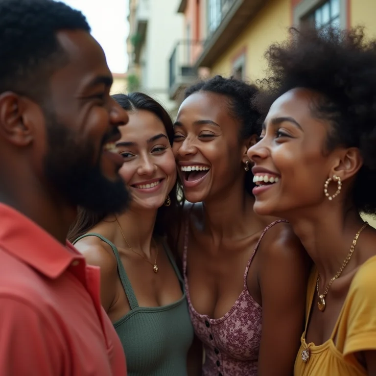 Grupo de amigos estilosos vestindo roupas da C&A