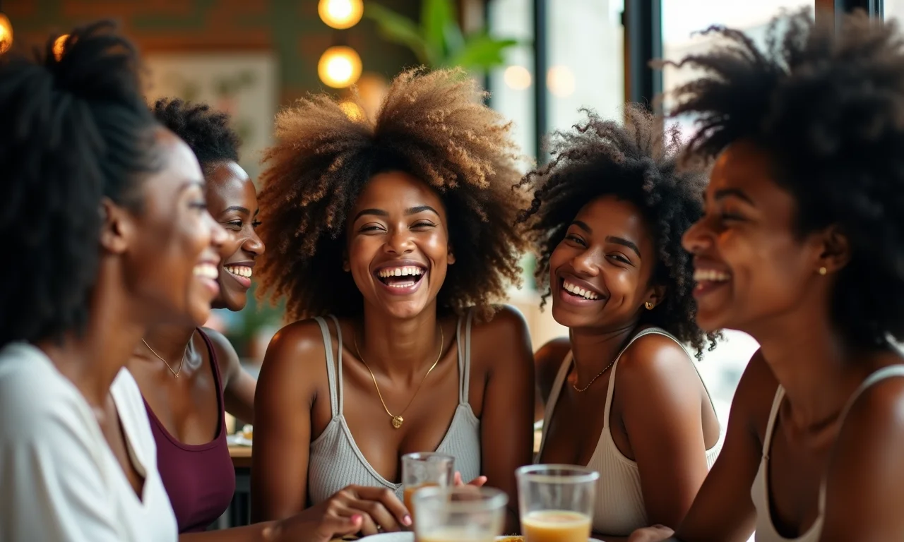 Grupo de mulheres com cabelos naturais, celebrando a beleza real.