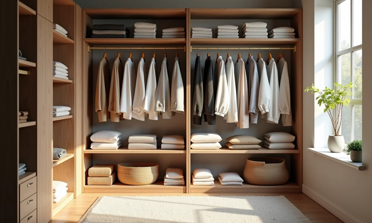 Guarda-roupa categorizado por tipo e estação.