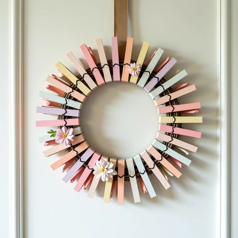 Guirlanda charmosa para a porta feita com prendedores de roupa