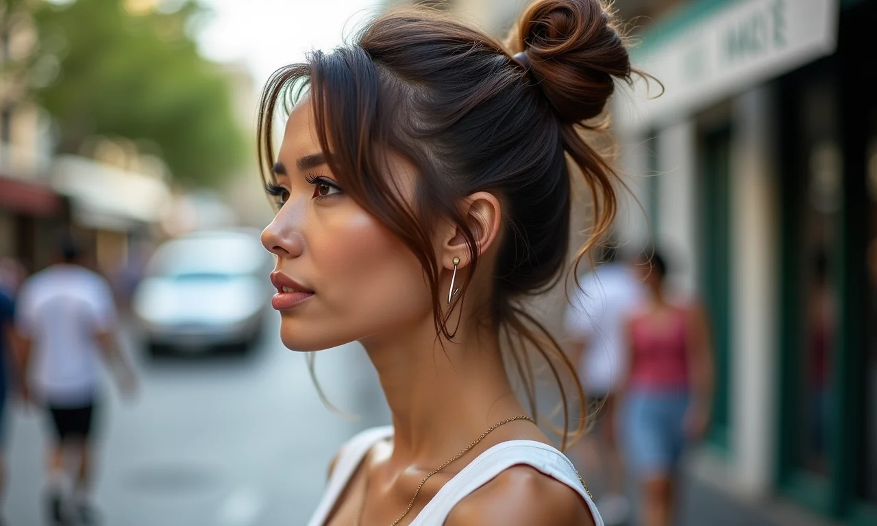 Half-Up Bun: meio coque despojado, prático e estiloso.