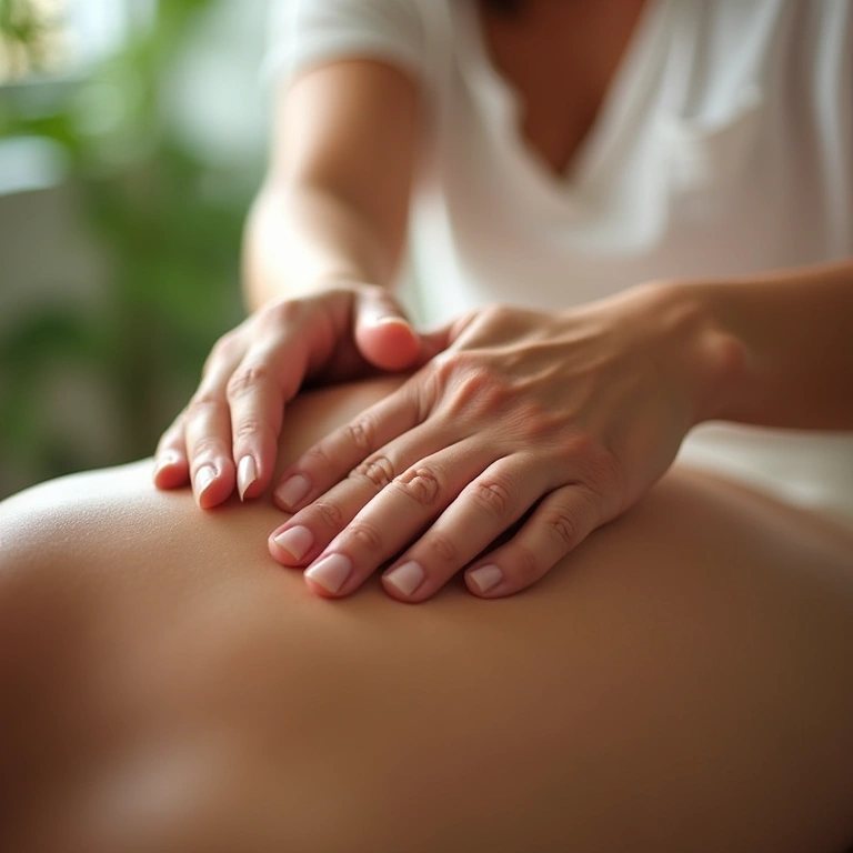 Massagem com óleos essenciais para dores musculares.