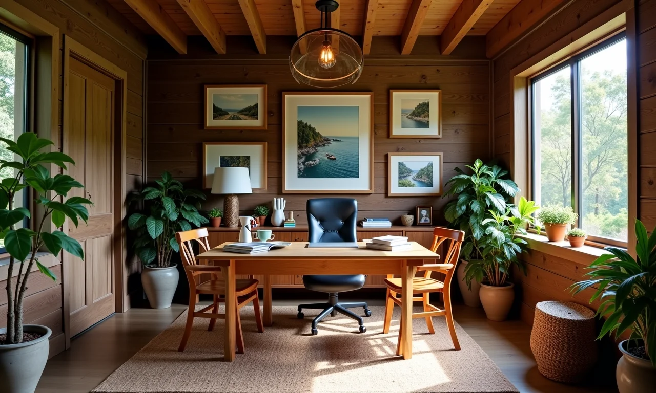 Home office personalizado com fotos e objetos que representam o casal.