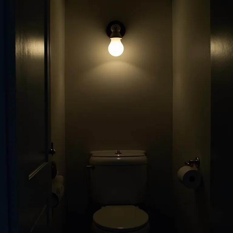 Iluminação inadequada em banheiro pequeno