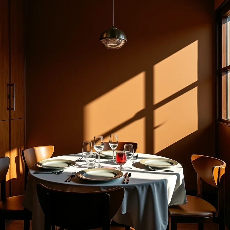 Iluminação inadequada em sala de jantar.