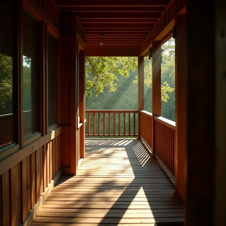 Iluminação inadequada em varanda de madeira