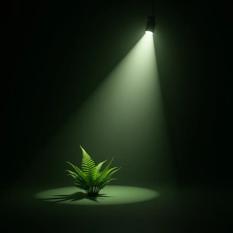 Iluminação única em samambaia