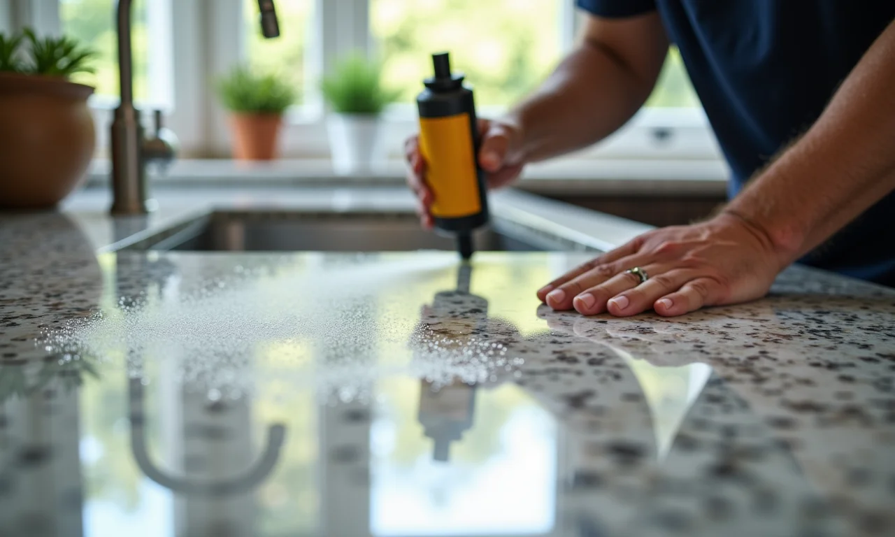 Impermeabilização da bancada de granito.