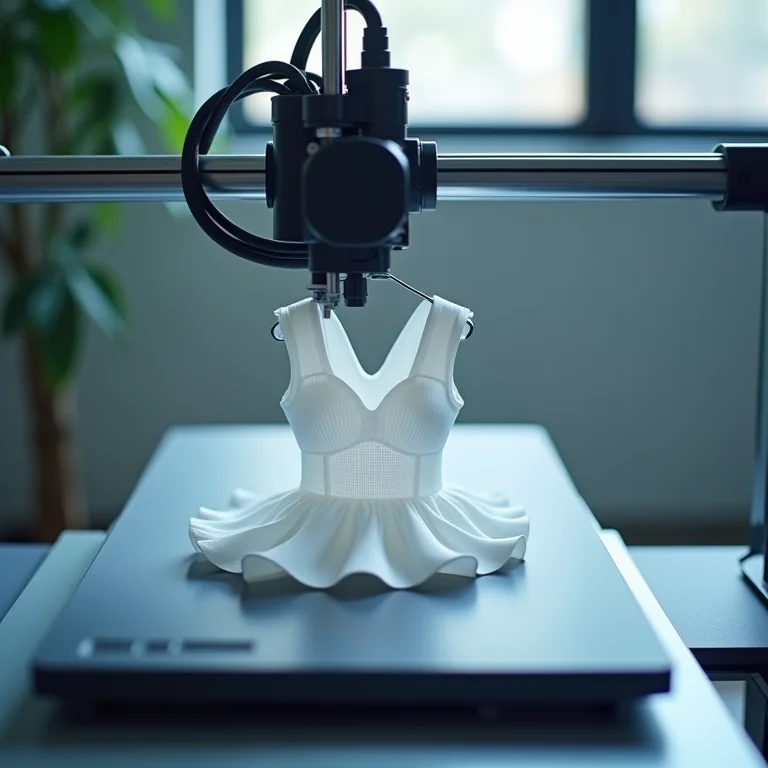 Impressora 3D produzindo roupa rapidamente