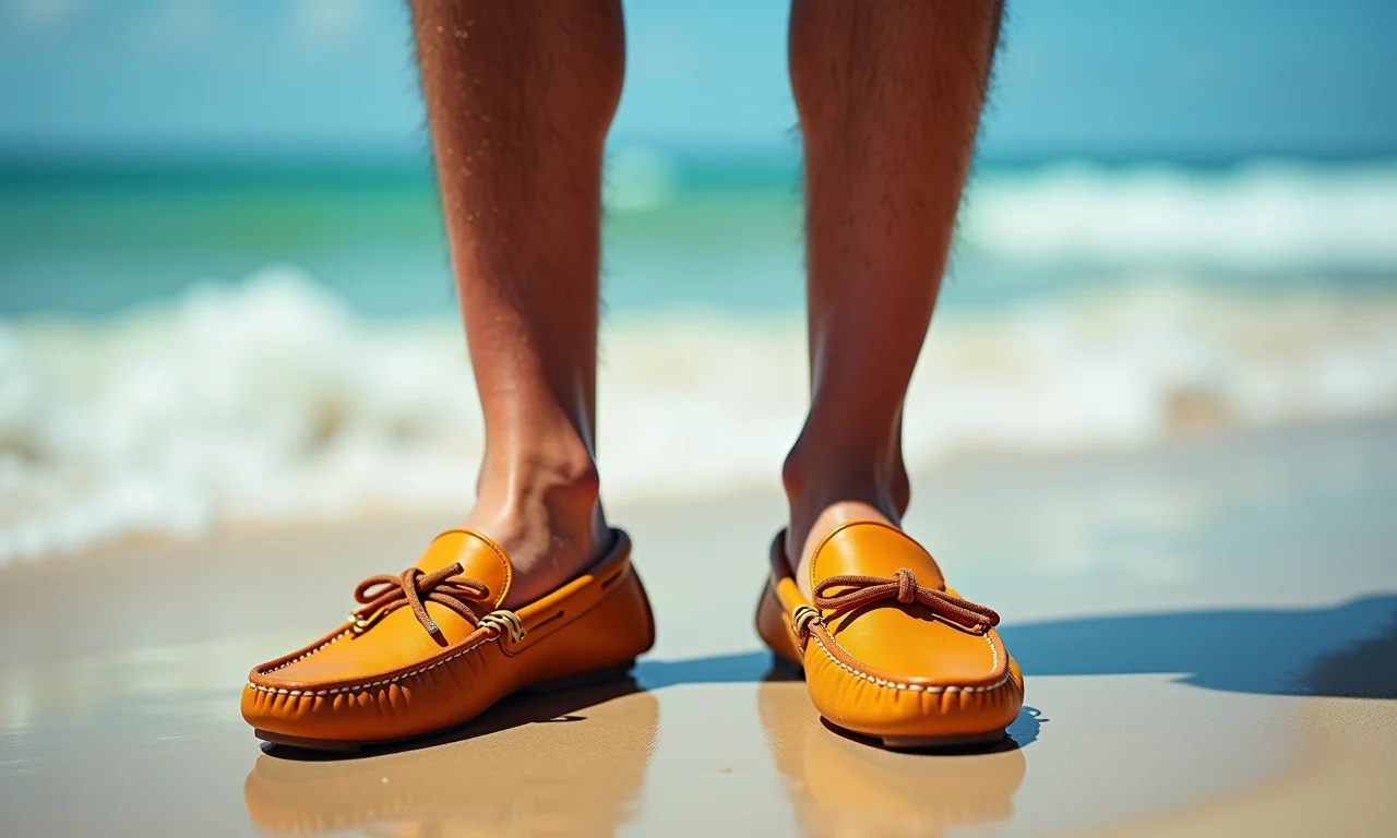 Influenciadora brasileira usando mocassim com shorts em um dia de sol.