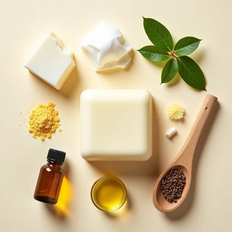 Ingredientes naturais para fazer condicionador sólido caseiro.