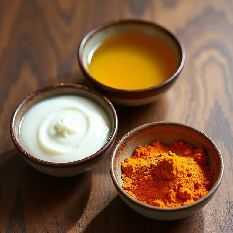 Ingredientes naturais para receita caseira de skincare com açafrão