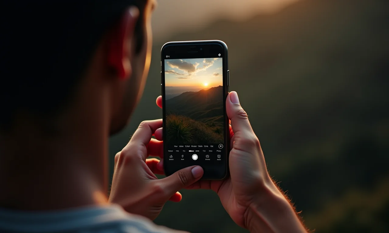 Interface do Adobe Lightroom Mobile com ferramentas de edição profissional em uso.