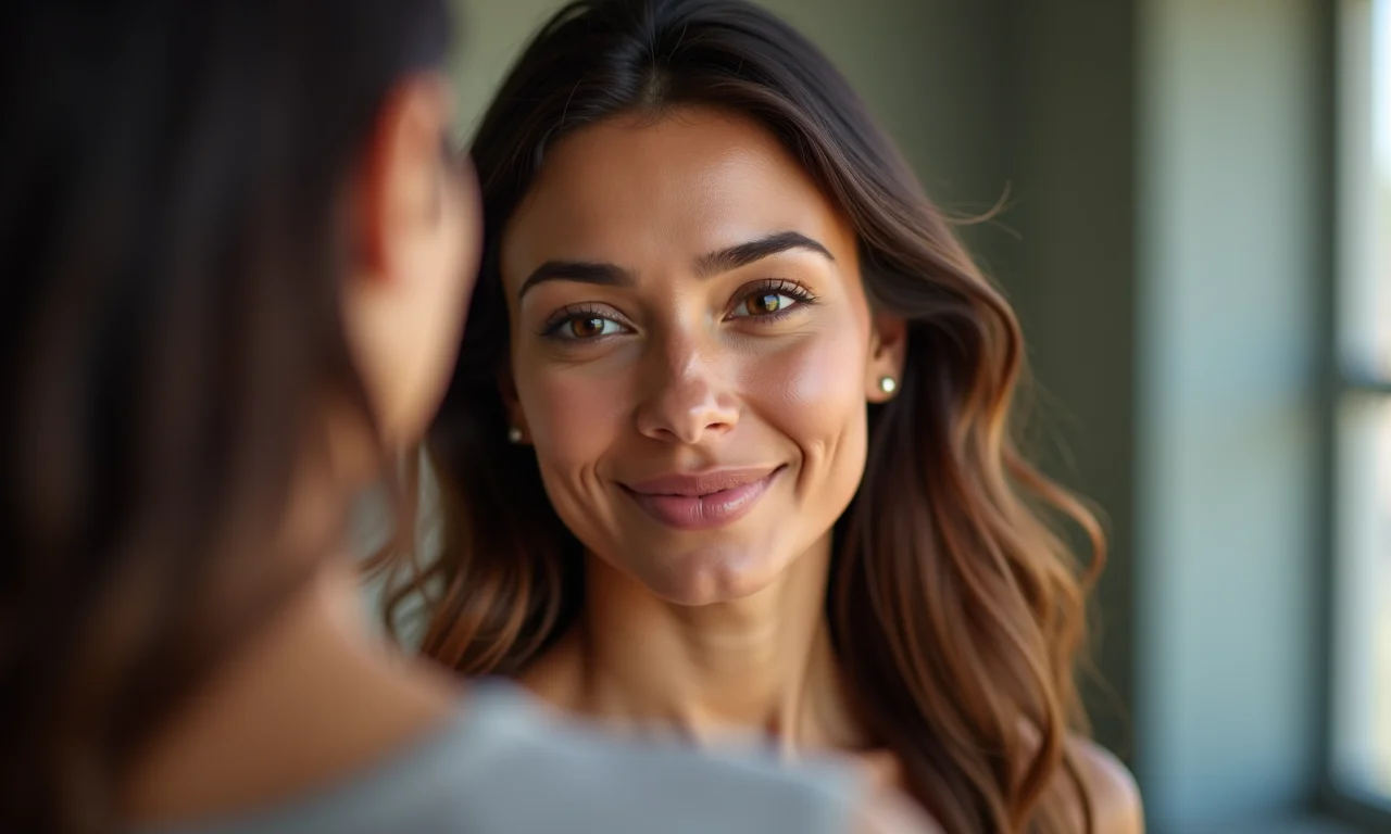 Interface do Facetune2 com retoques sutis visíveis em uma foto de rosto.