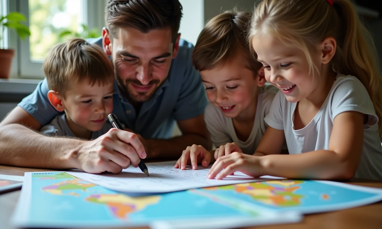 Irmãos adultos planejando uma visita no calendário.