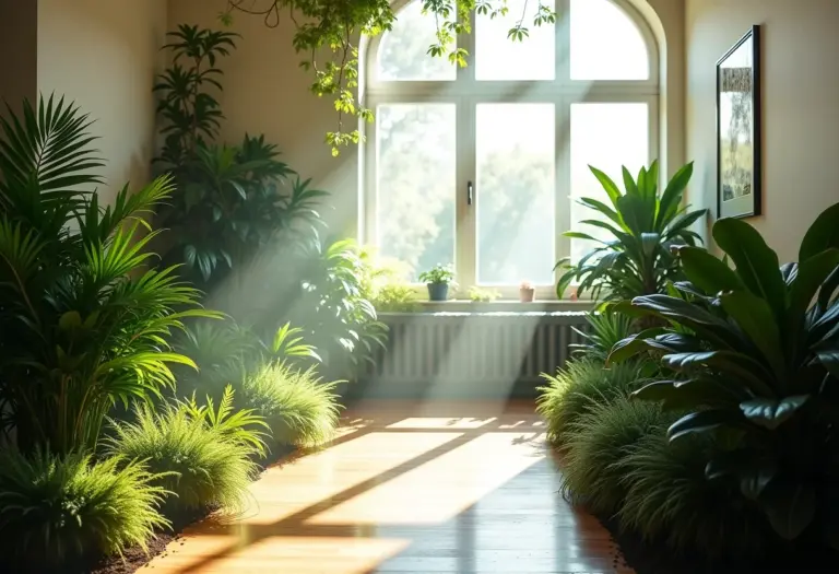 Jardim de inverno pequeno iluminado com estilo