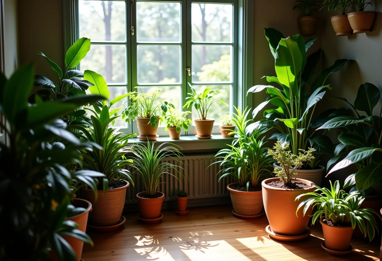 Jardim de inverno pequeno iluminado com luz suave