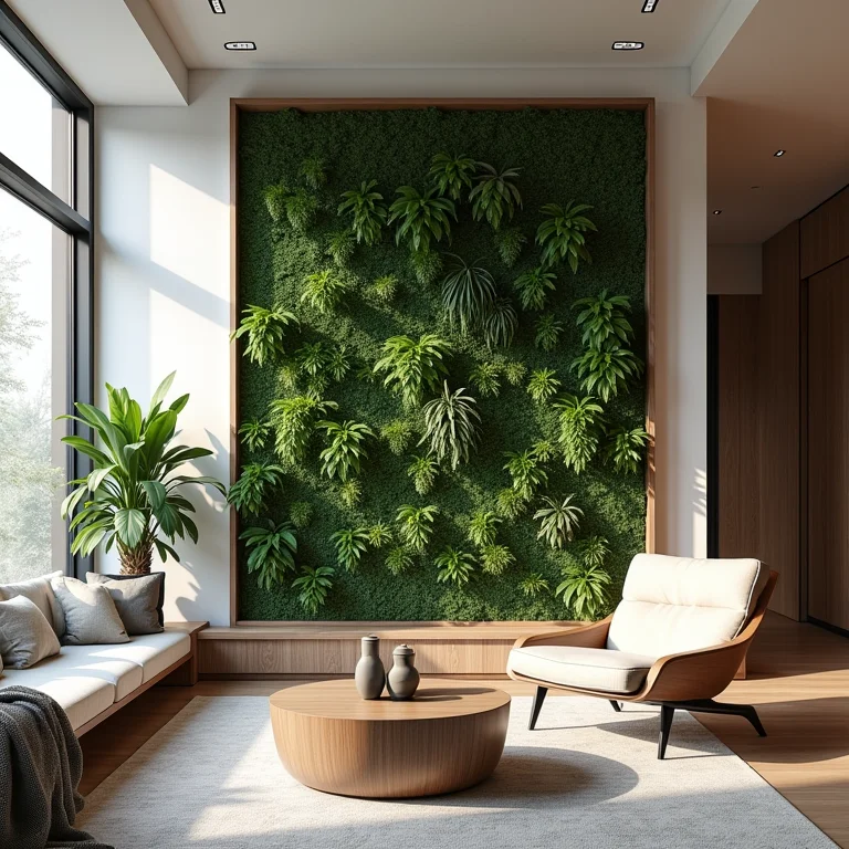 Jardim vertical elegante na sala de estar