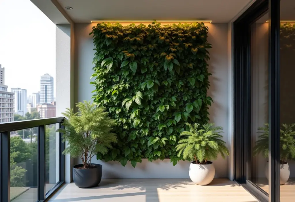 Jardim vertical em apartamento: o guia definitivo para 2024 Jardim vertical exuberante em varanda de apartamento moderno