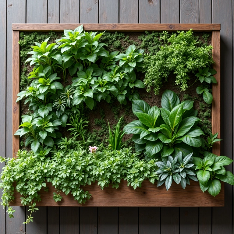 Jardim vertical otimizando espaço em uma varanda pequena.