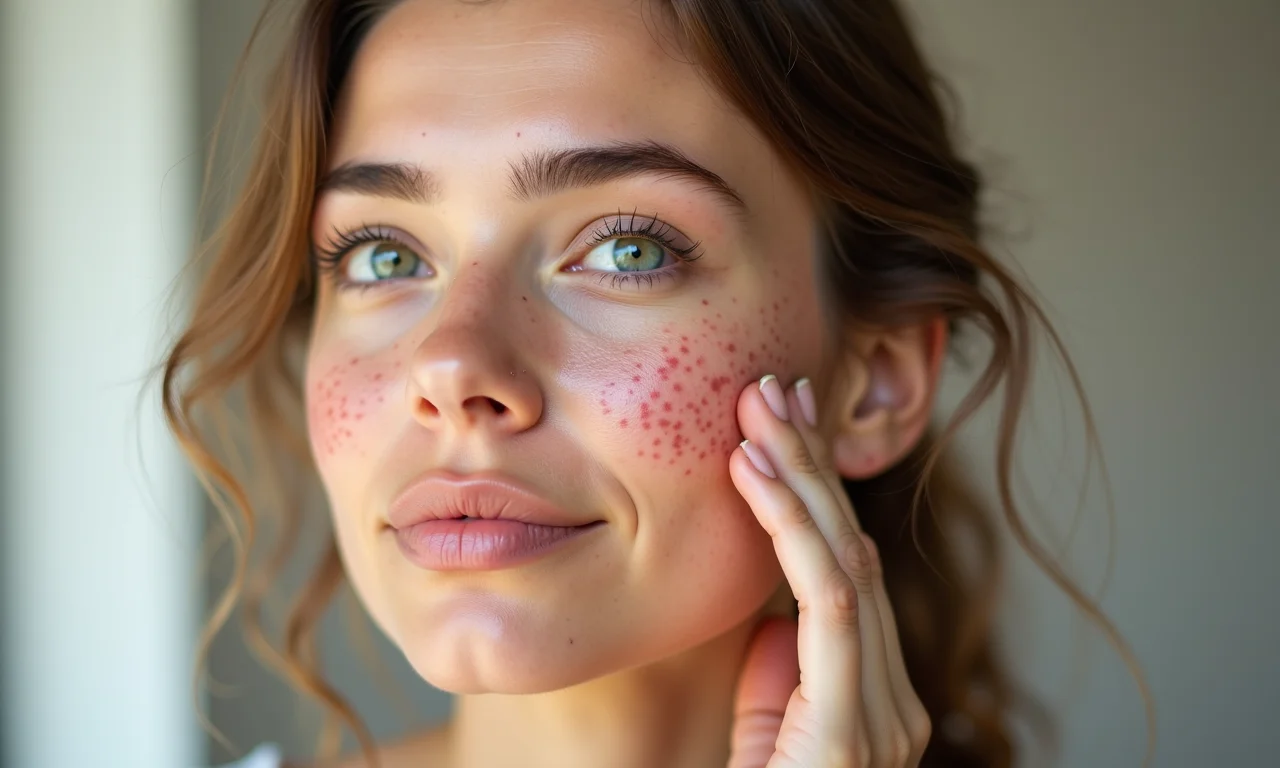 Jovem aplicando óleo essencial de melaleuca em áreas com acne.