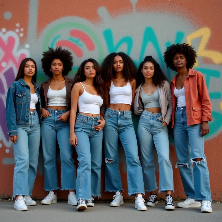 Jovens estilosos vestindo jeanswear e streetwear