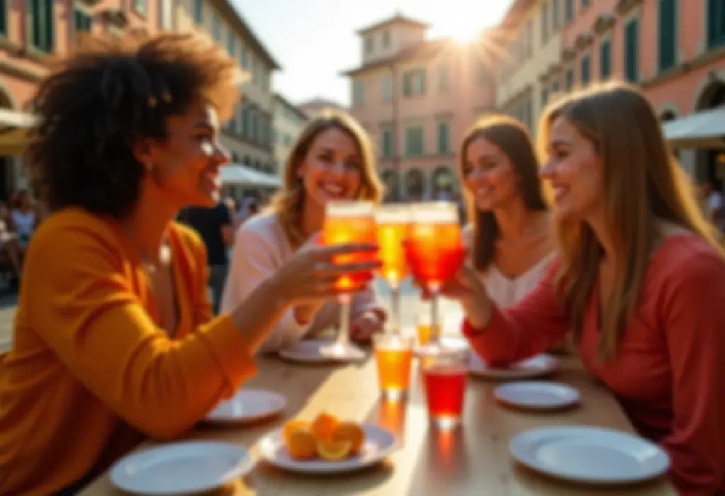 Europa: 7 dicas cruciais para sua viagem ser inesquecível (e barata) Jovens mulheres brindando em café italiano durante viagem à Europa.